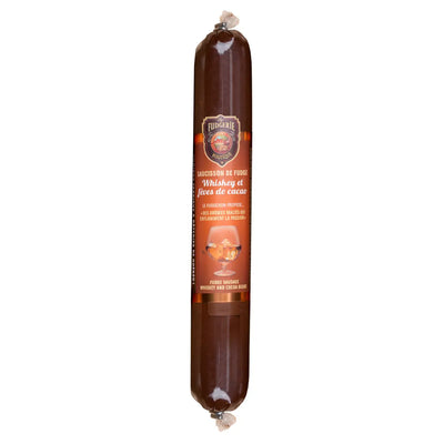 Saucisson de fudge whiskey et fèves de cacao
